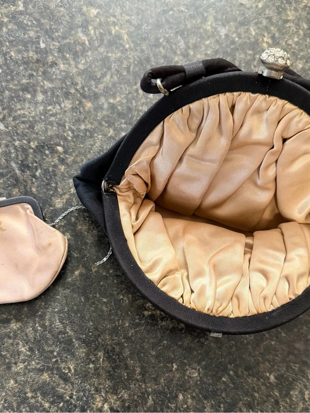 Vintage black handbag 1950s made by Julius Resnick JR USA
